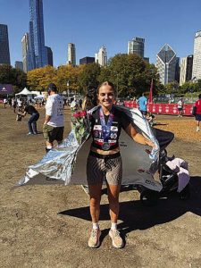 Former North Union cross country runner, current assistant coach Emma Hayward competes during 2026 Chicago Marathon